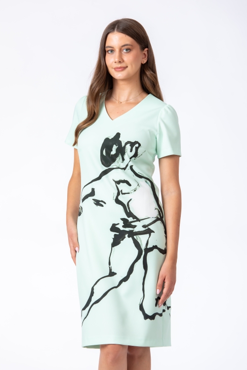 Rochie casual vernil cu decolteu in V Art by Iulian COPACEL - Img 3