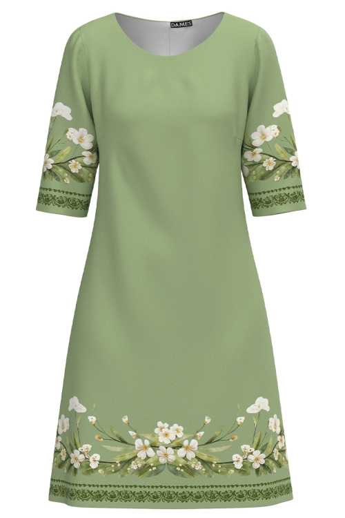 Rochie casual vernil imprimata cu model flori de Iasomie Stoc