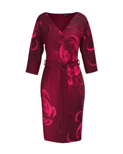 Rochie casual Viva Magenta imprimata cu model floral