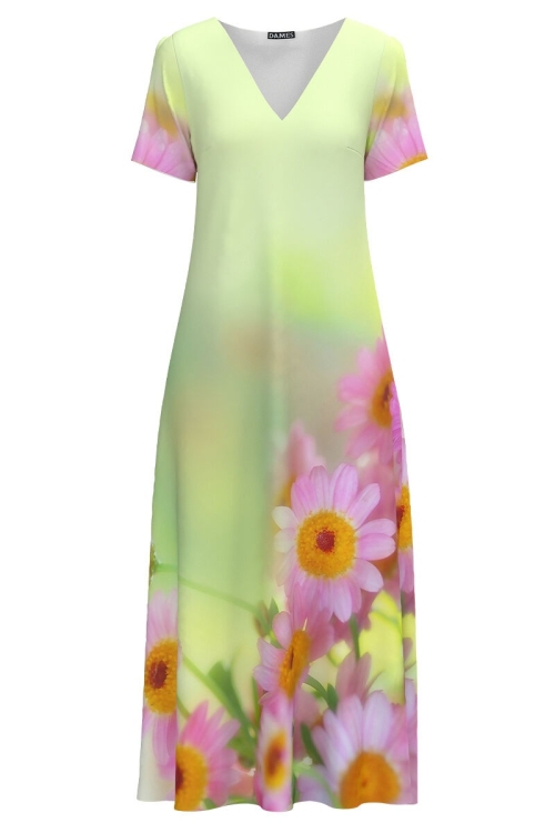 Rochie de vara lunga cu buzunare imprimata cu model floral - Img 2
