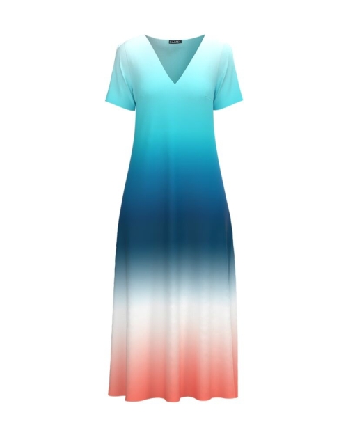 Rochie de vara lunga cu buzunare imprimata digital Degrade CMD726 - Img 1