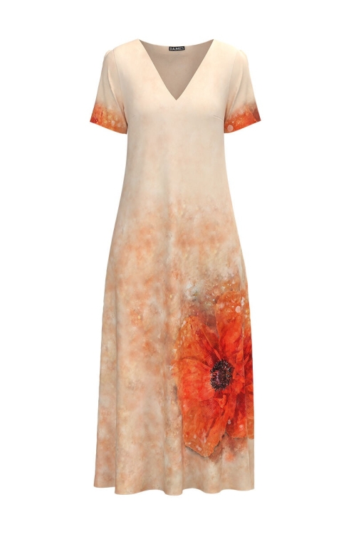 Rochie de vara lunga cu buzunare imprimata digital Floral CMD956 - Img 2