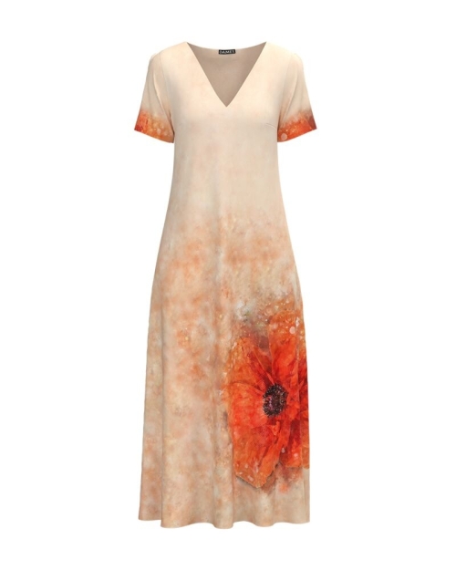 Rochie de vara lunga cu buzunare imprimata digital Floral CMD956 - Img 1