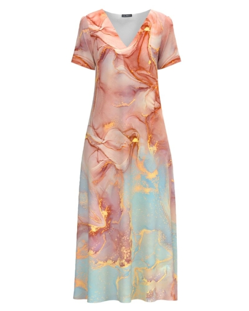 Rochie de vara lunga cu buzunare imprimata Pastel