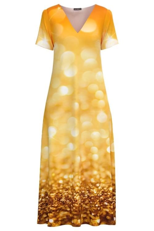 Rochie de vara lunga cu buzunare imprimata Sclipiri - Img 2
