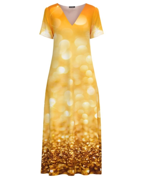 Rochie de vara lunga cu buzunare imprimata Sclipiri - Img 1