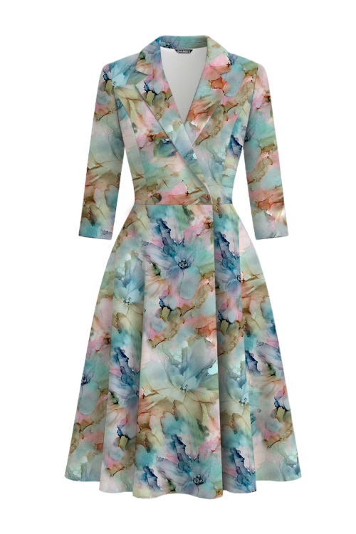 Rochie din in clos tip pardesiu petrecuta cu buzunare