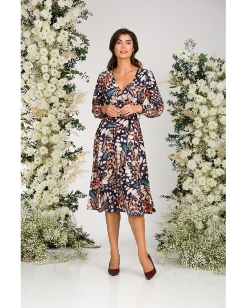 Rochie eleganta cu maneca lunga imprimata Aripi de fluture CMD1484 - Img 3