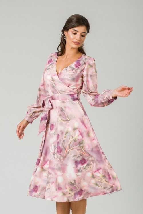 Rochie eleganta cu maneca lunga imprimata Floral CMD234 - Img 7