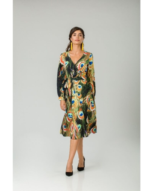 Rochie eleganta cu maneca lunga imprimata Paun CMD232 - Img 2
