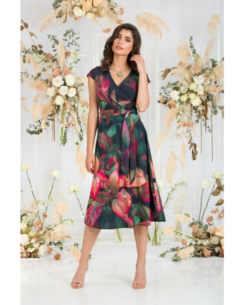 Rochie eleganta de vara cu maneca scurta si imprimeu Floral CMD732 - Img 2