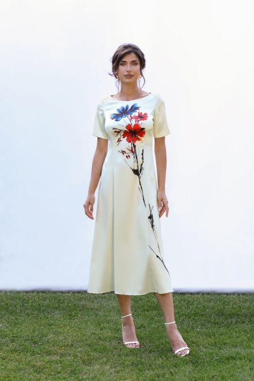 Rochie eleganta din satin in clini cu maneca scurta - Img 1