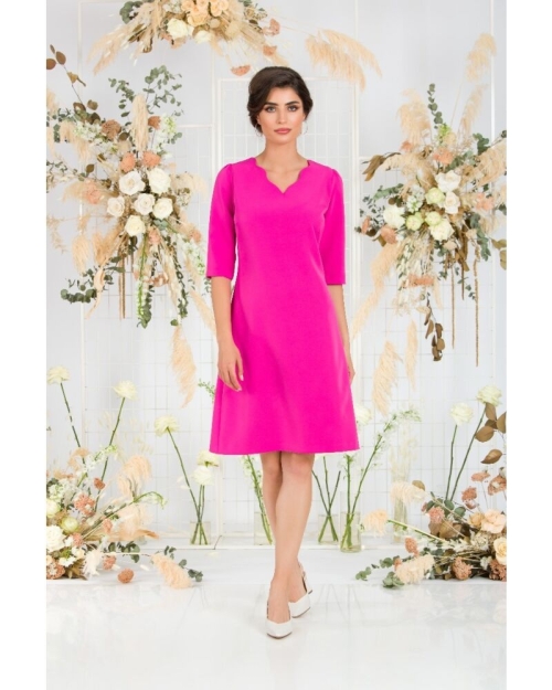 Rochie eleganta fuchsia cu maneca trei sferturi CMD835 - Img 2