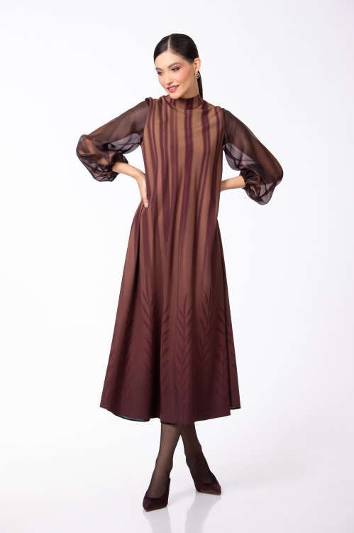 Rochie eleganta midi cu maneci din organza