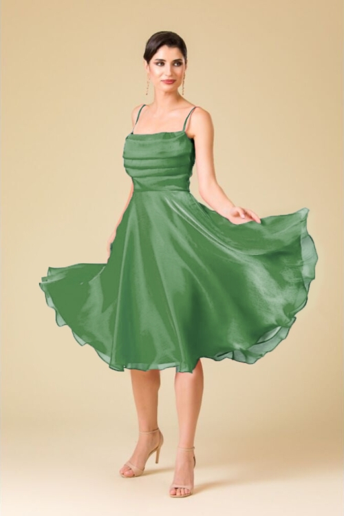 Rochie eleganta verde din chiffon creponat