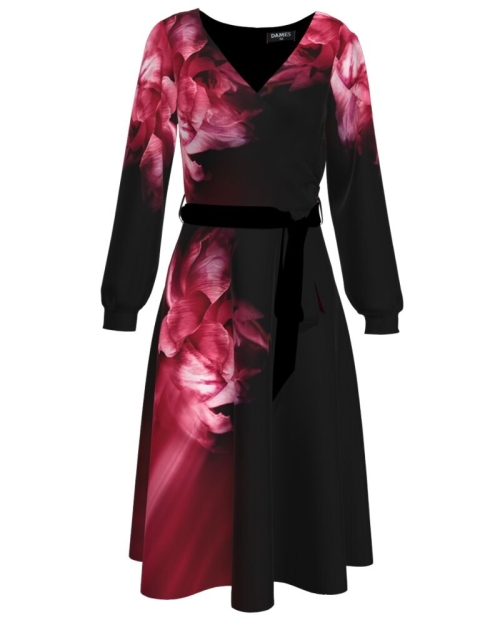 Rochie eleganta Viva Magenta imprimata cu model floral
