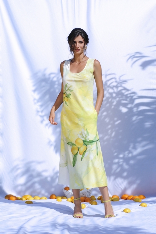 Rochie lunga casual de vara cu buzunare, imprimata Lamai CMD986 - Img 3