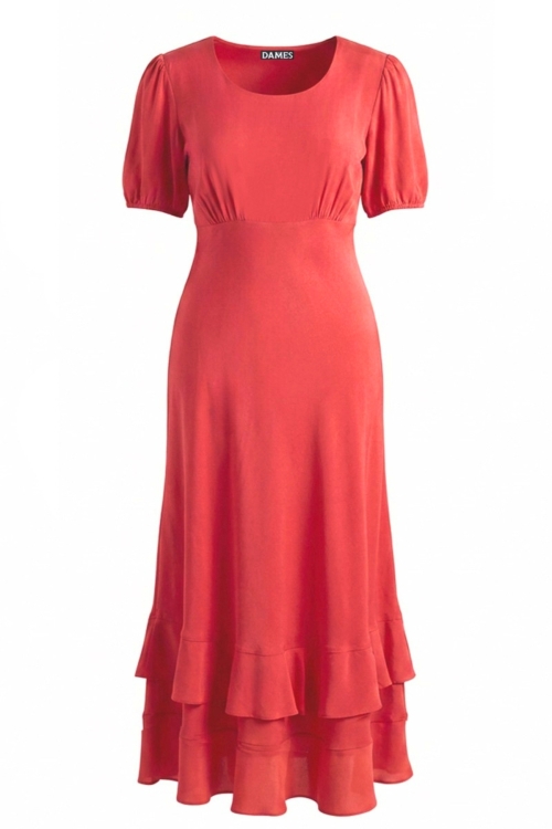 Rochie lunga corai din vascoza premium satinata