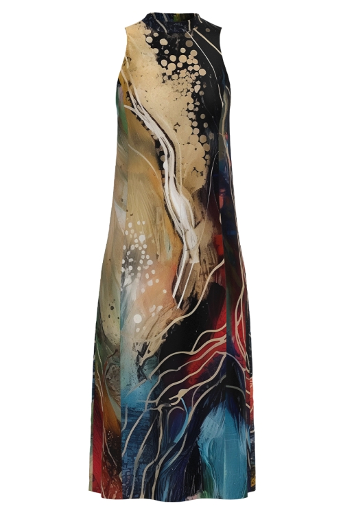 Rochie lunga eleganta cu imprimeu abstract Velisse