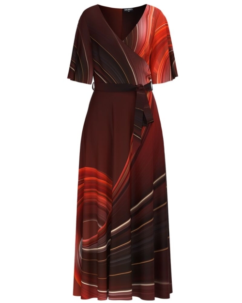Rochie lunga eleganta de seara in nuante de grena CMD4134