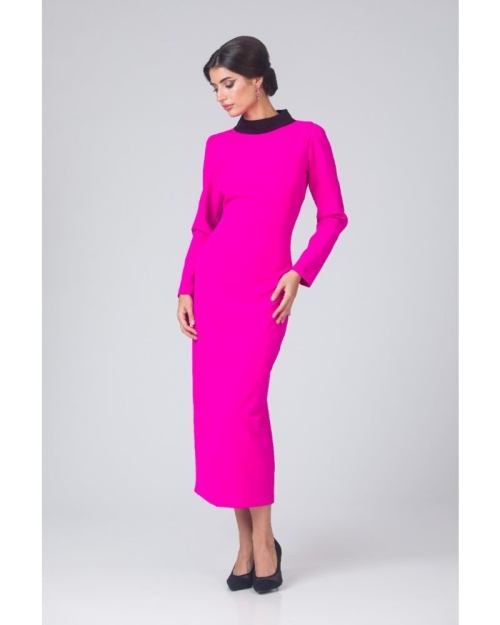 Rochie lungă fucsia cu spate decupat CMD4879 - Img 3