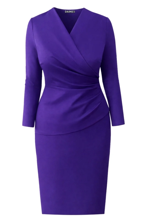 Rochie mov cu bust petrecut din jerse premium