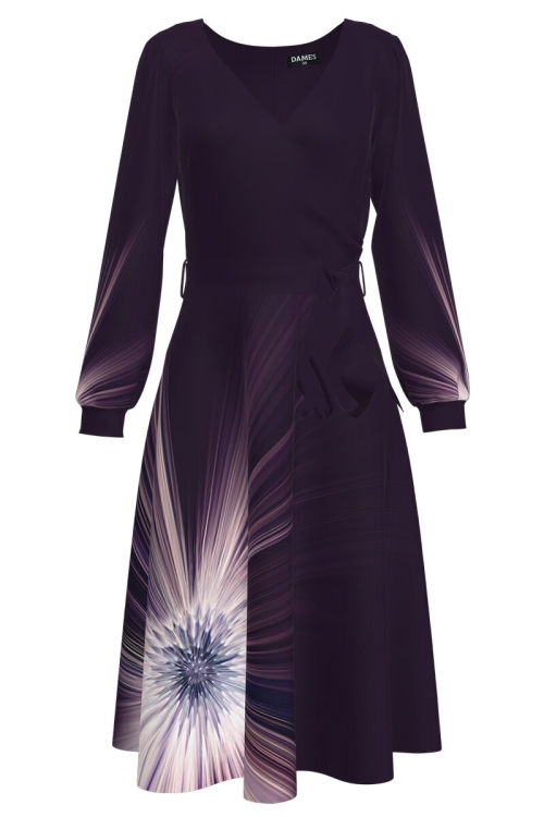 Rochie mov eleganta cu maneca lunga CMD1109 - Img 2