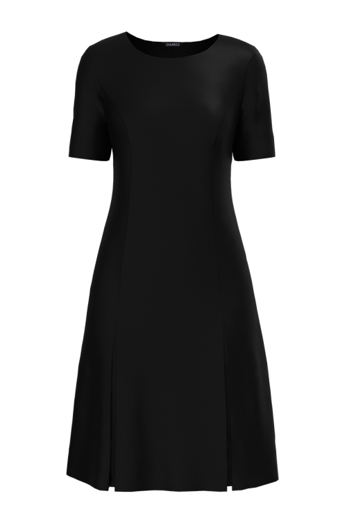 Rochie neagra cu pliuri si maneca scurta