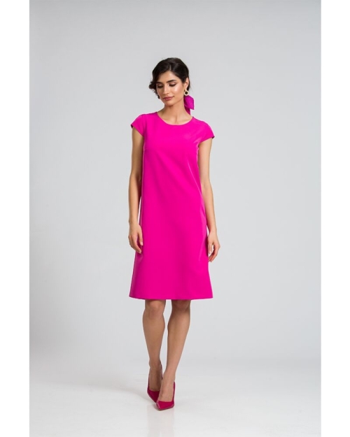 Rochie office cu maneca scurta fucsia M1089F - Img 4