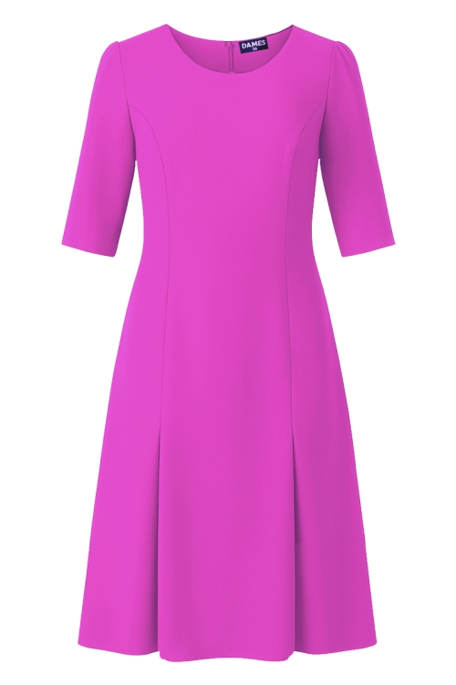 Rochie office fucsia in clini cu maneca trei sferturi