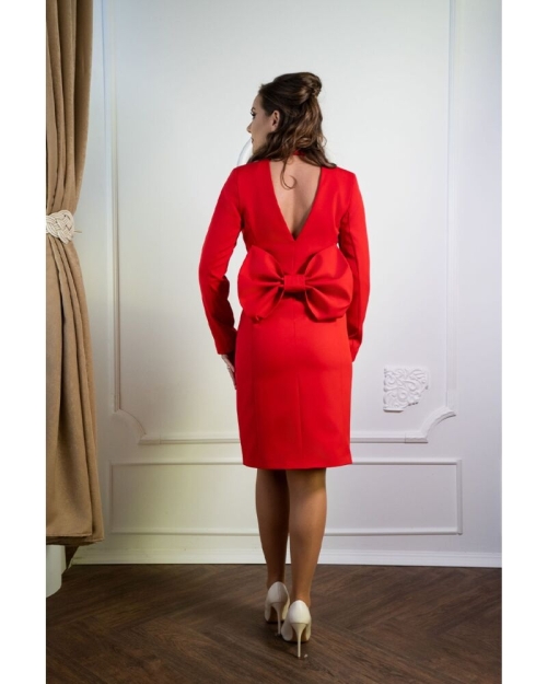 Rochie rosie eleganta tip sacou CMD4970 - Img 3