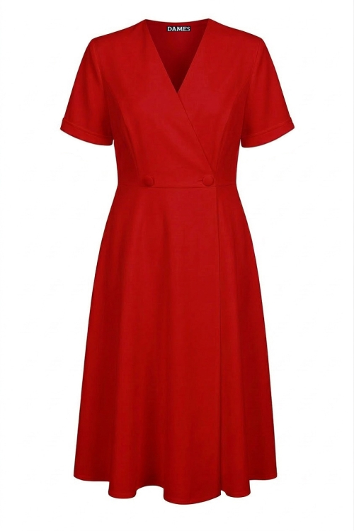 Rochie rosie tip pardesiu petrecuta maneca scurta