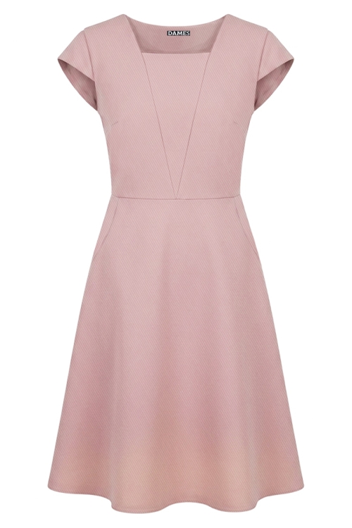 Rochie roz clos eleganta cu buzunare