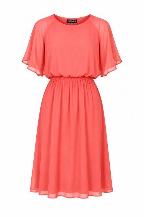 Rochie roz din voal cu maneca scurta
