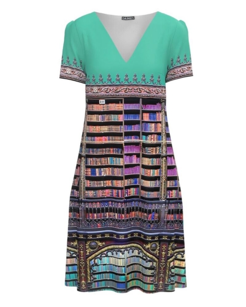 Rochie turcoaz casual de vara imprimată Carti CMD4398 - Img 1
