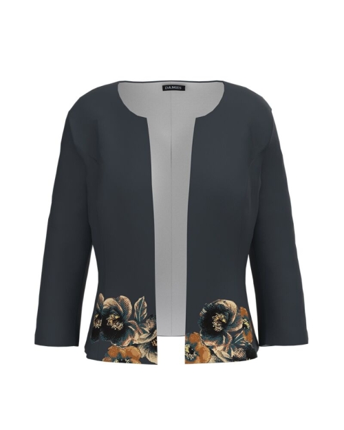 Sacou antracit cambrat imprimat Floral CMD1100