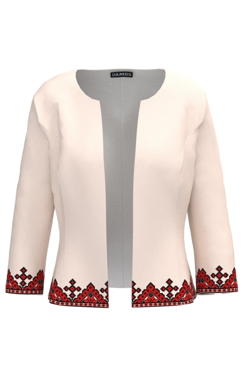 Sacou cambrat ivory cu motive traditionale Stoc