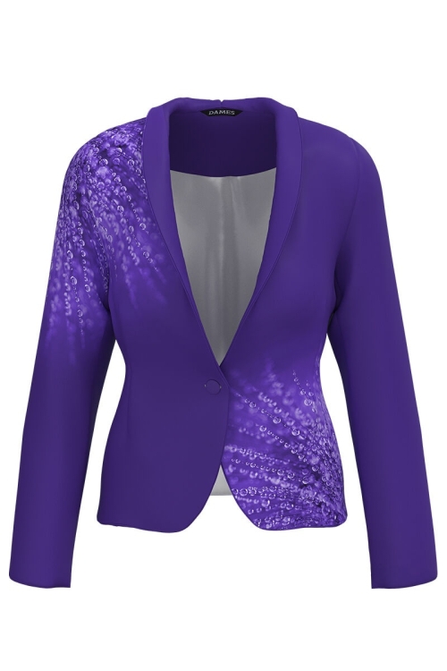 Sacou cambrat violet imprimat Picaturi de roua CMD4087 - Img 2