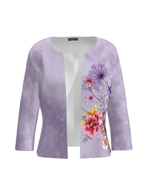 Sacou lila cambrat imprimat cu model floral CMD2644 - Img 1