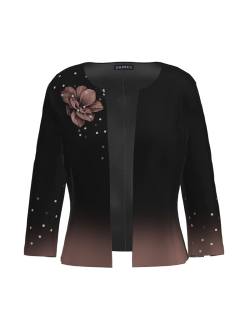 Sacou negru cambrat imprimat cu model floral CMD2680 - Img 5