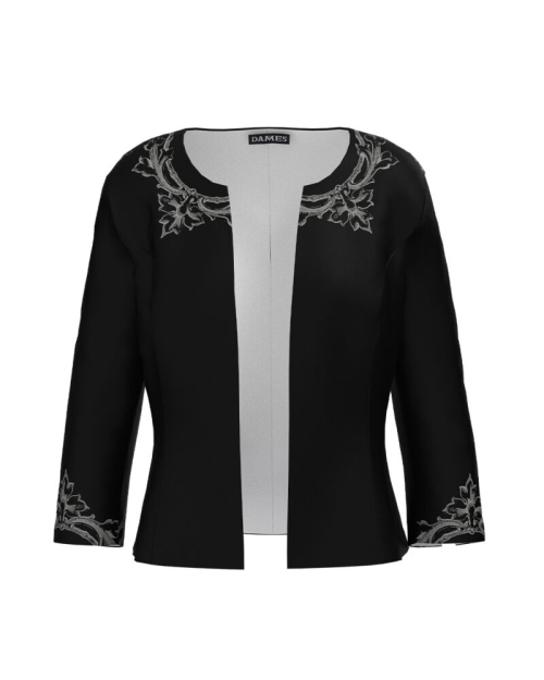 Sacou negru cambrat imprimat cu model floral