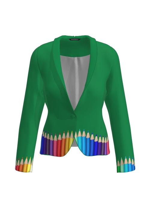 Sacou verde cambrat imprimat Creioane colorate
