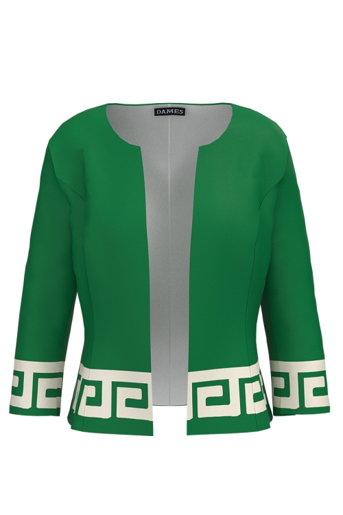Sacou verde cambrat imprimat cu model Aztec