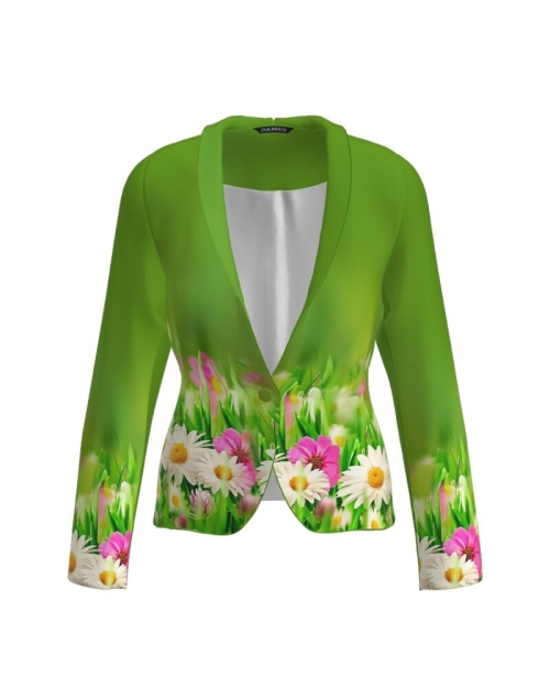 Sacou verde cambrat imprimat cu model floral CMD2246