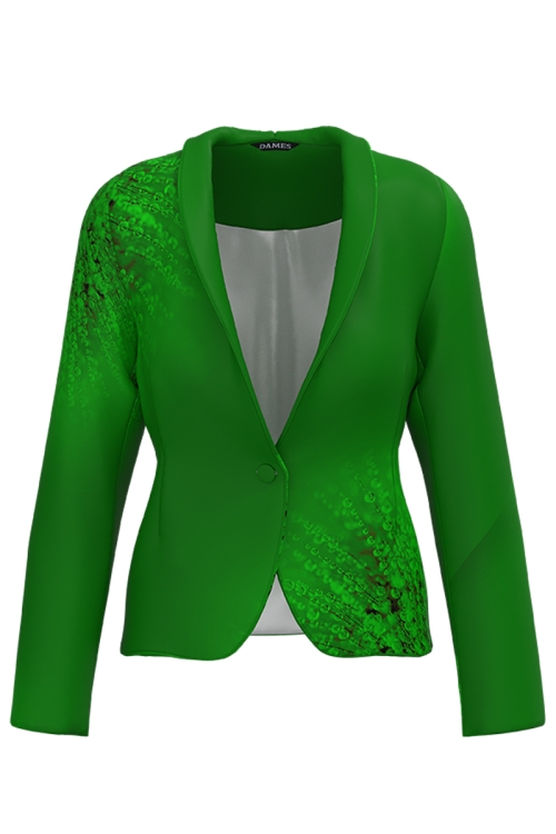 Sacou verde cambrat imprimat picaturi de roua