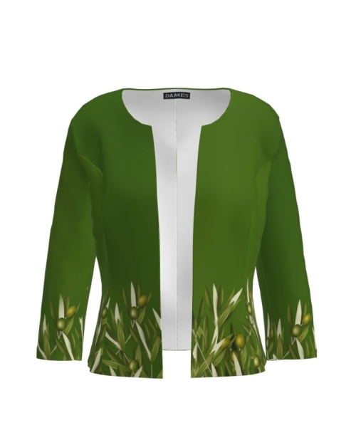 Sacou verde cambrat imprimat ramuri de maslin CMD2795 - Img 1
