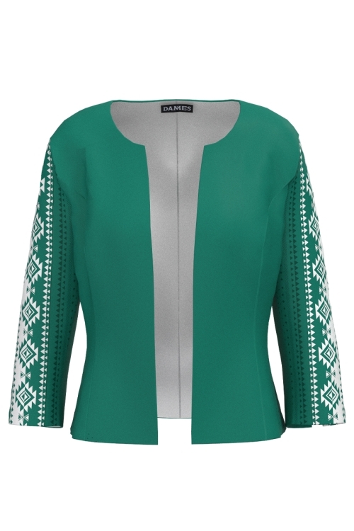 Sacou verde cambrat imprimat traditional
