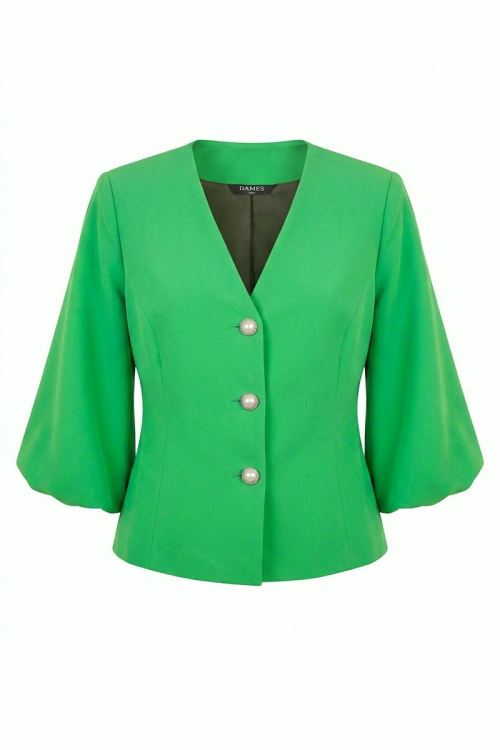 Sacou verde elegant cu maneci bufante