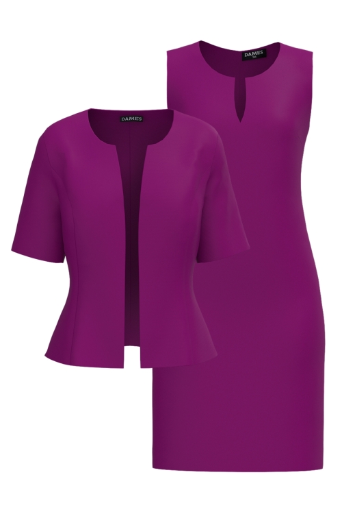 Set dama cu rochie si sacou magenta