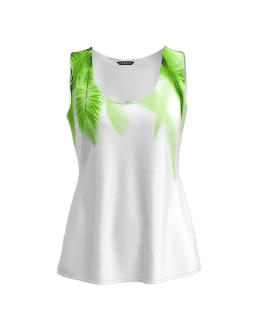 Top casual alb imprimat cu model Tropical